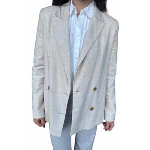 Banana Republic 2 Linen Double Breasted Blazer Jacket – Gold Buttons